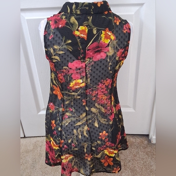 roz & Ali Semi Sheer Floral Sleeveless Tunic Size S - Picture 5 of 12